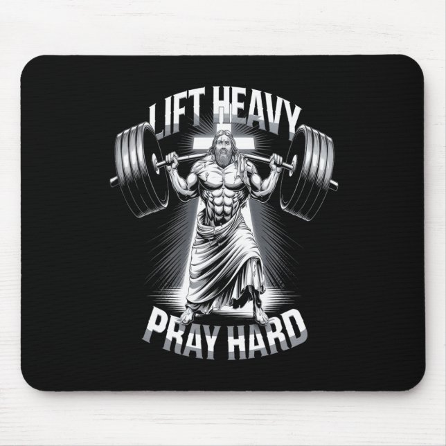 Mousepad Christian Workout Erga Pesada Duro de Reze Gym Bod (Frente)