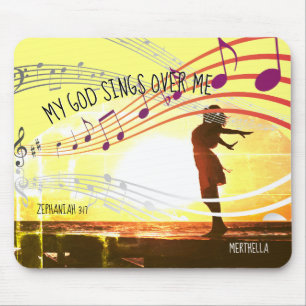 Mousepad Christian Zeph 3:17 MEU DEUS CANTA SOBRE MIM Amare