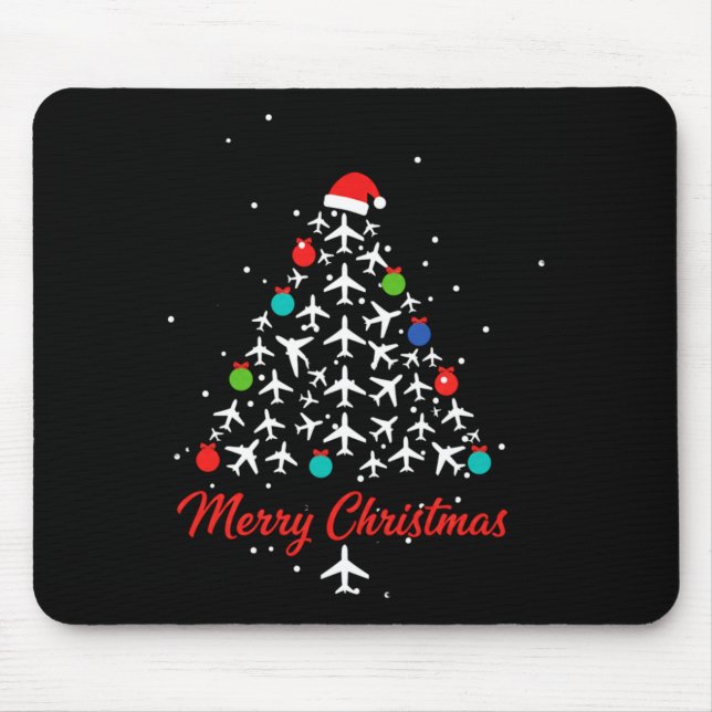 Mousepad Christmas Airplane Tree Merry Christmas Lot Travel (Frente)
