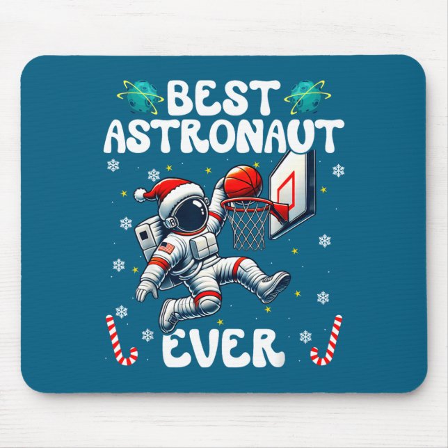 Mousepad Christmas Astronaut Ever Santa Hat Snowflakes Cand (Frente)