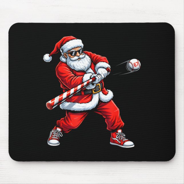 Mousepad Christmas Baseball Player Santa Funny Xmas Boys Me (Frente)