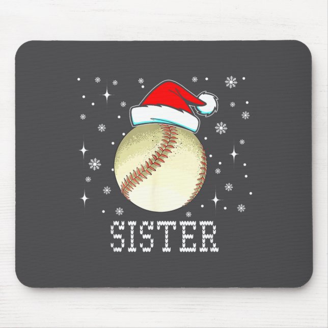 Mousepad Christmas Baseball Sister Xmas Santa Hat Kids Boys (Frente)