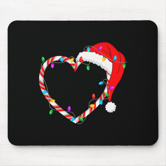 Mousepad Christmas Candy Cane Heart Funny Love Candy Men Wo (Frente)