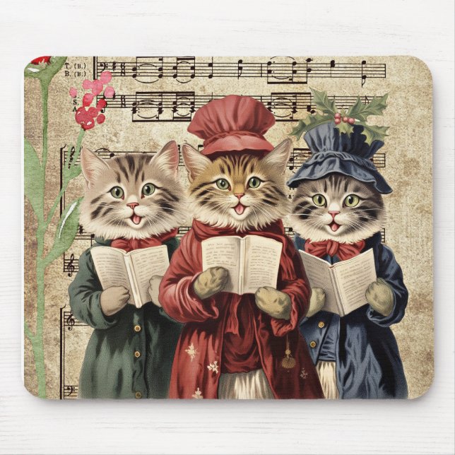 Mousepad Christmas Caroling Cats (Frente)