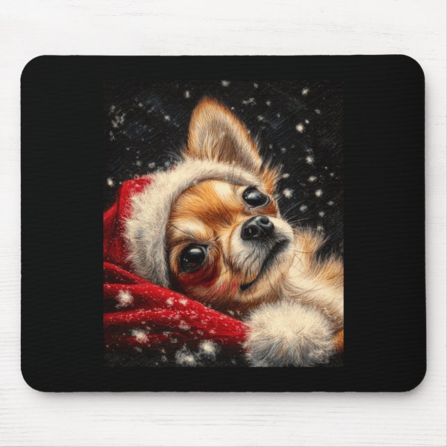 Mousepad Christmas Chihuahua On A Long Sleeve  (Frente)