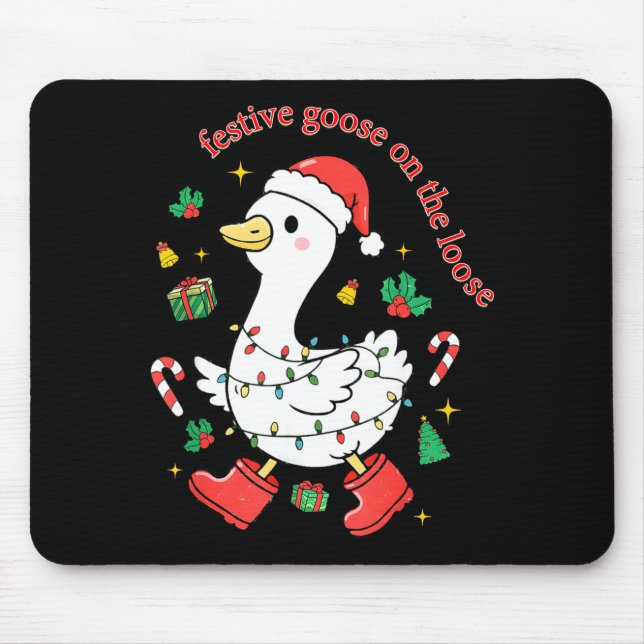 Mousepad Christmas Festive Goose On The Loose Silly Goose X (Frente)
