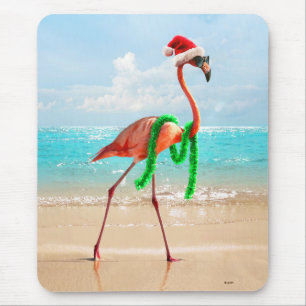 Mousepad Christmas Flamingo on the Beach