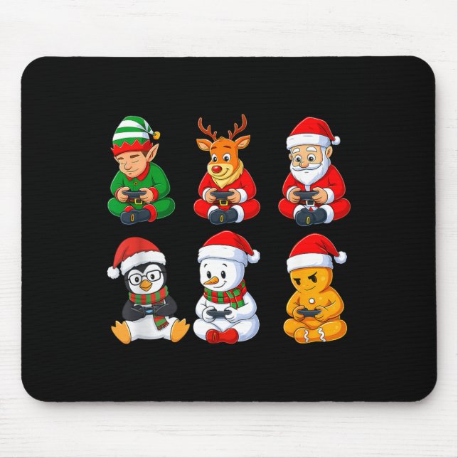 Mousepad Christmas Gamer Boys Video Games Santa Elf Reindee (Frente)