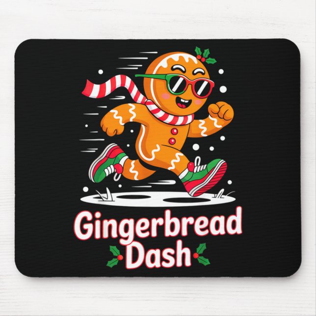 Mousepad Christmas Gingerbread Dash Running Runner Xmas Mar (Frente)