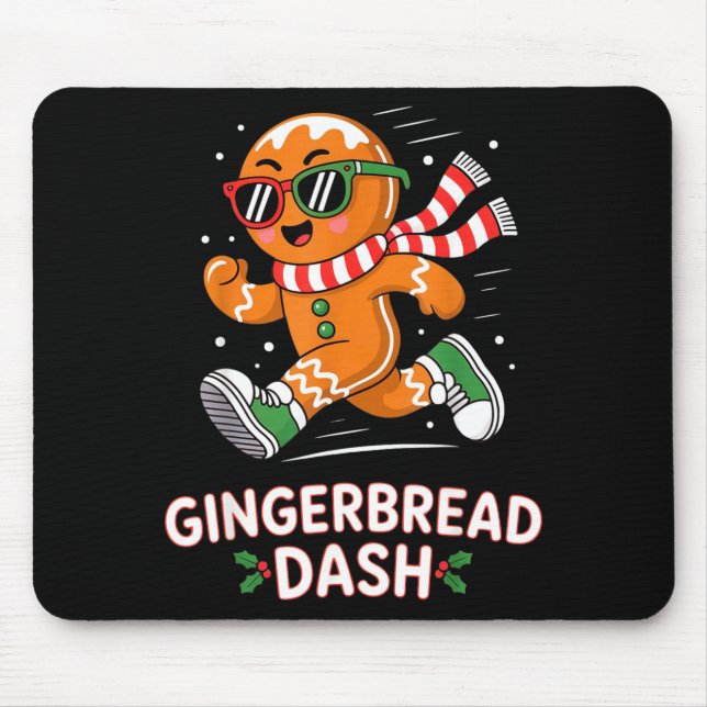 Mousepad Christmas Gingerbread Dash Running Runner Xmas Mar (Frente)