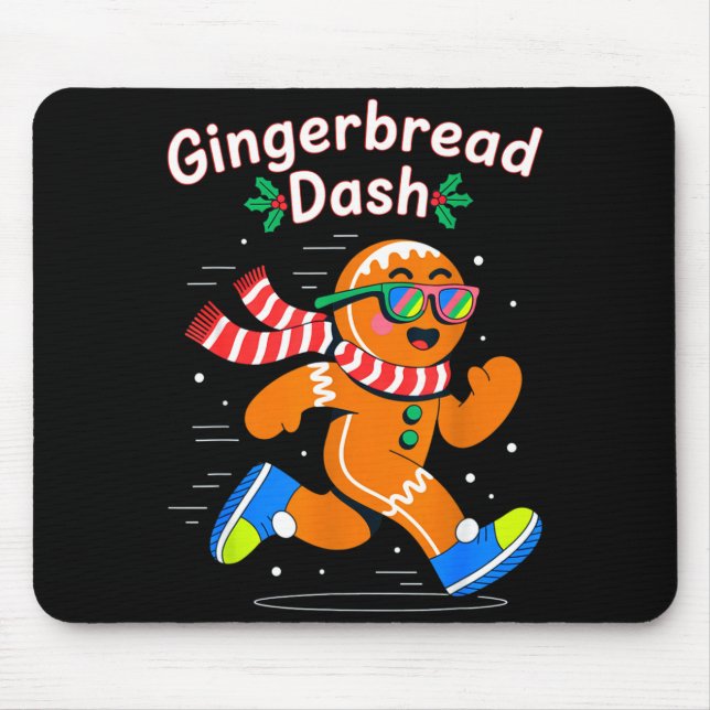Mousepad Christmas Gingerbread Dash Running Runner Xmas Mar (Frente)