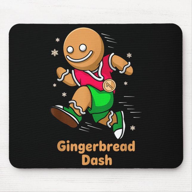 Mousepad Christmas Gingerbread Dash Running Runner Xmas Mar (Frente)