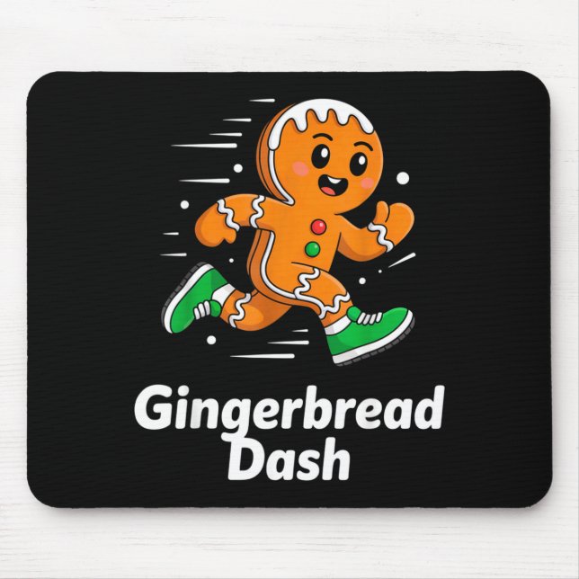 Mousepad Christmas Gingerbread Dash Running Runner Xmas Mar (Frente)