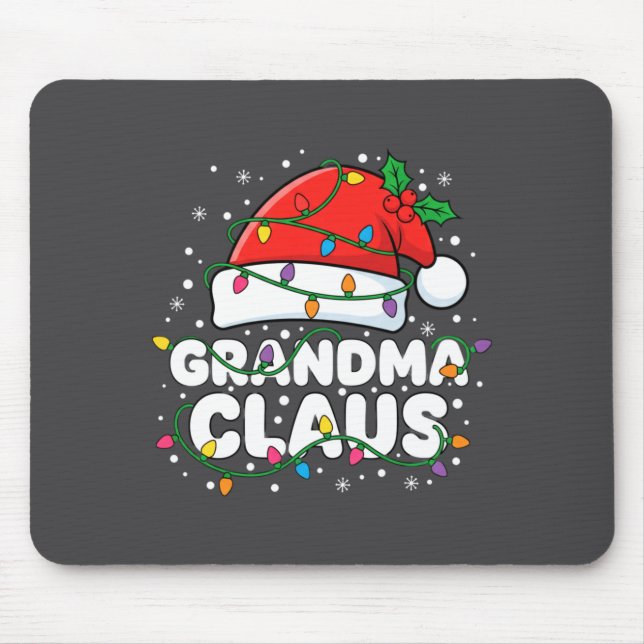 Mousepad Christmas Grandma Claus Santa Hat Christmas Lights (Frente)