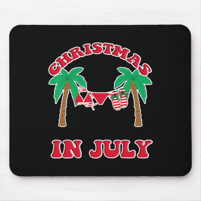 Mousepad Christmas In July Bikini Flip Flops Palm Tree  (Frente)