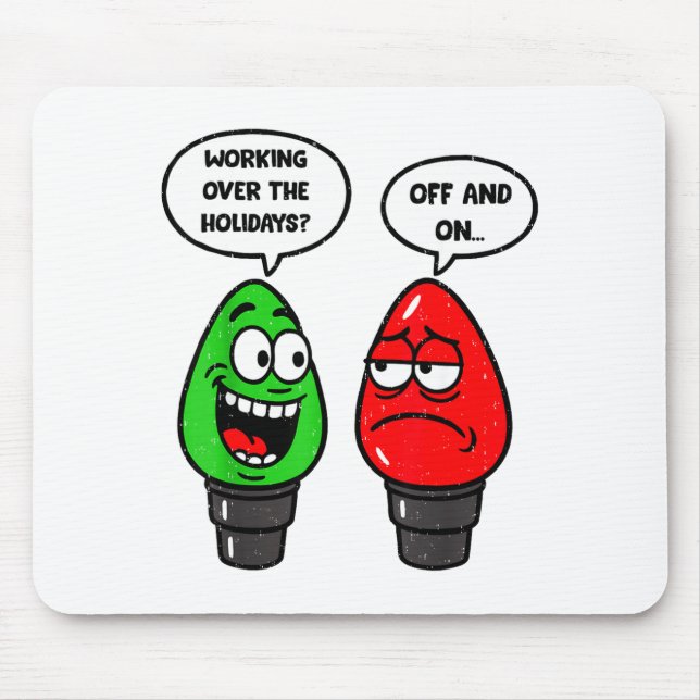 Mousepad Christmas Lights Joke Light Bulb Working Off On Pu (Frente)