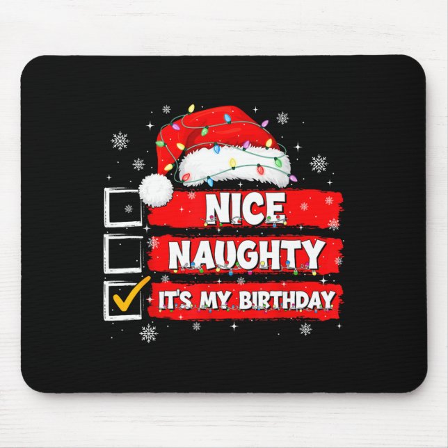 Mousepad Christmas List Santa Claus Nice Naughty It's My Bi (Frente)