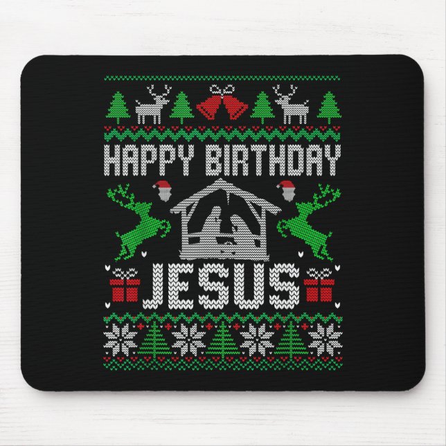 Mousepad Christmas Outfit Happy Birthday Jesus Holiday Ugly (Frente)
