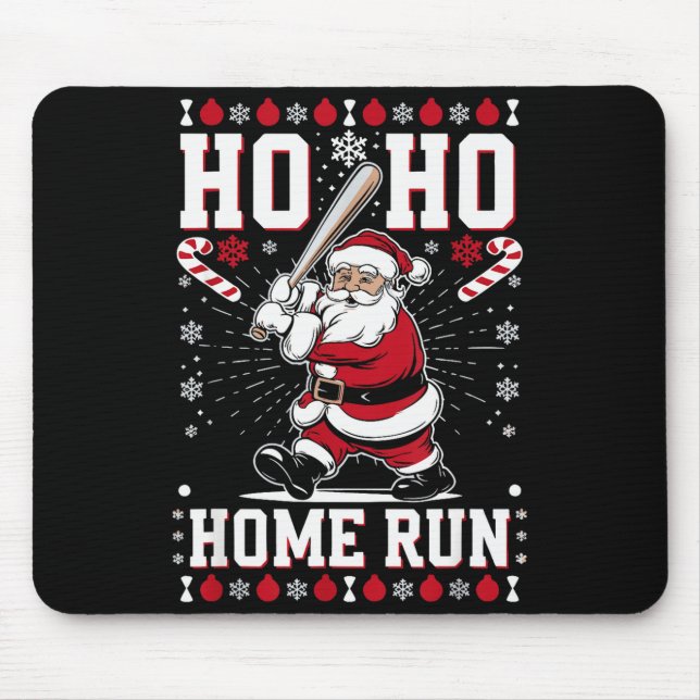 Mousepad Christmas Santa Baseball Home Run Ho Ho Home Run , (Frente)
