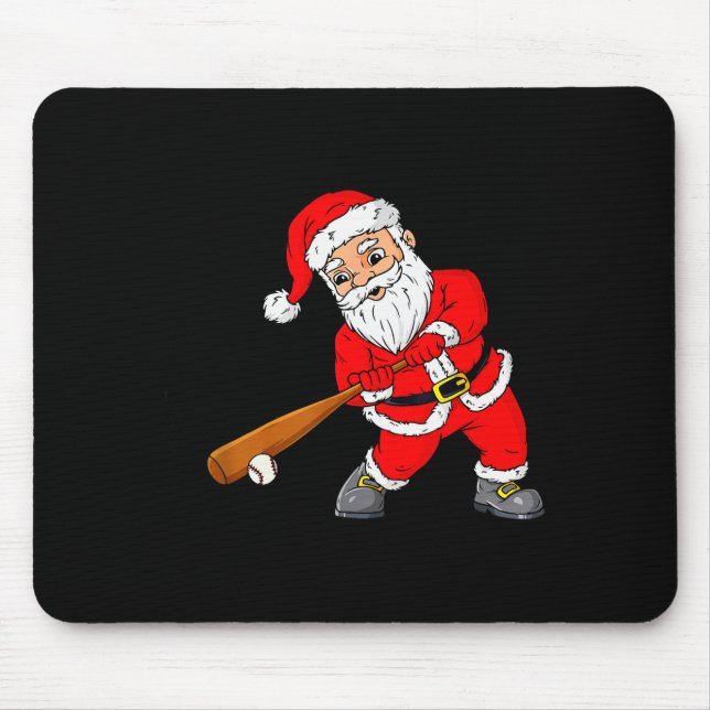 Mousepad Christmas Santa Claus With Baseball Bat Boys Kids  (Frente)