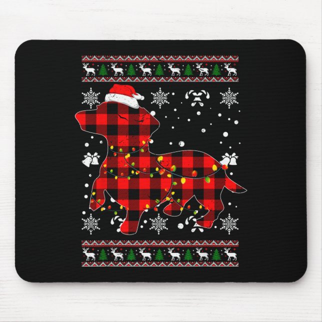 Mousepad Christmas Shirt For Dachshund Lover Gift Santa Buf (Frente)
