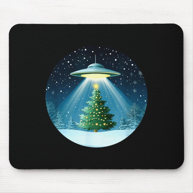 Mousepad Christmas Tree Beamed By Ufo For Interstellar Holi (Frente)