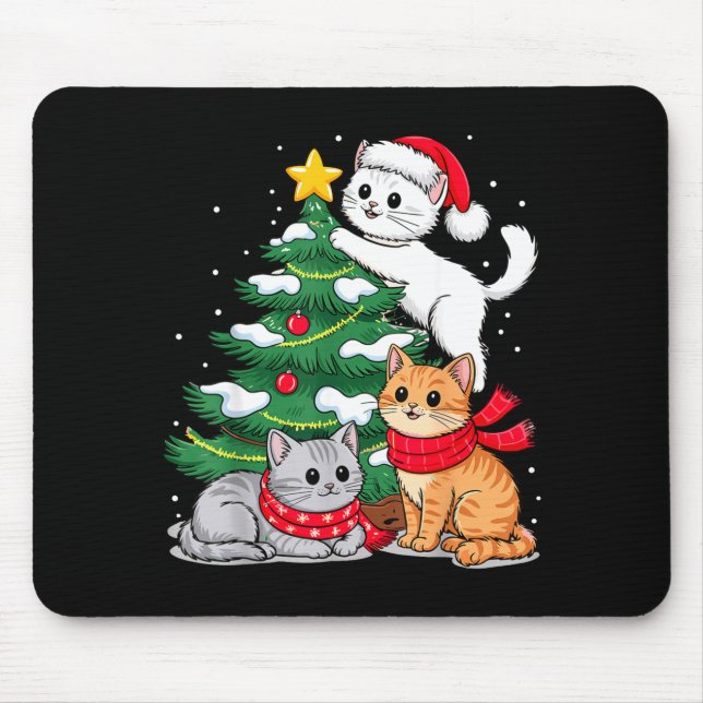 Mousepad Christmas Tree Cats Xmas  (Frente)
