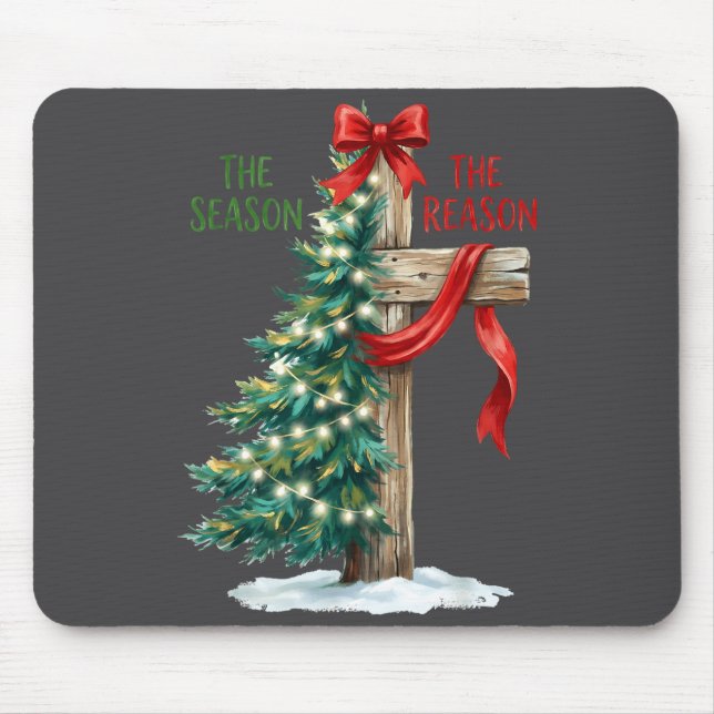 Mousepad Christmas Tree The Season Jesus Cross The Reason X (Frente)