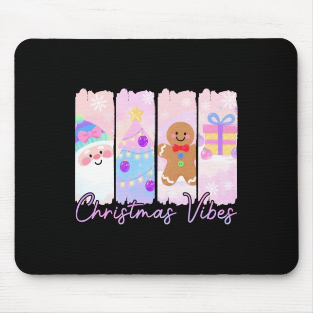 Mousepad Christmas Vibes Santa Claus Xmas Tree Gingerbread  (Frente)