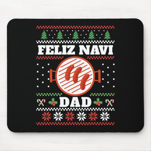 Mousepad Churrasco de Natal engraçado Feliz Navi Pai Uggly (Frente)
