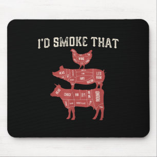 Mousepad Churrasco Engraçado Vaca Suína Galinha Grafia Home