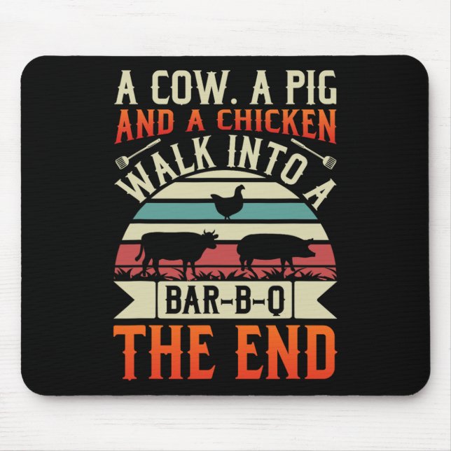 Mousepad Churrasco Verão Grillin Cow Pig Chicken Para Homen (Frente)