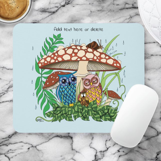 Mousepad Chuva de Cogumelo da Família Coruja (Criador carregado)