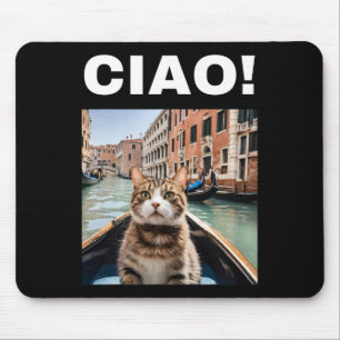 Mousepad Ciao Funny Gondolier Cat Em Um Gondola Venetiano