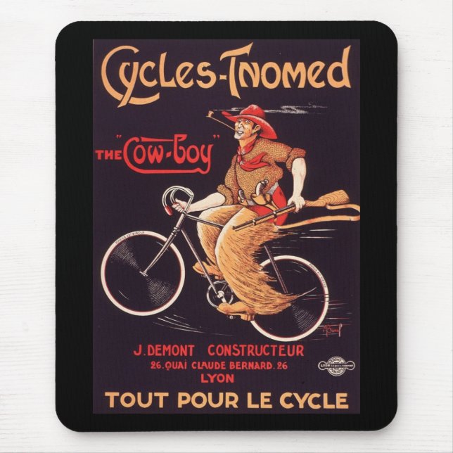 Mousepad Ciclos Tnomed "o anúncio francês da bicicleta do (Frente)