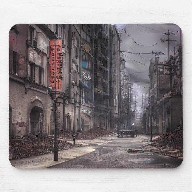 Mousepad Cidade abandonada | Posto Distopia Apocalíptica (Frente)