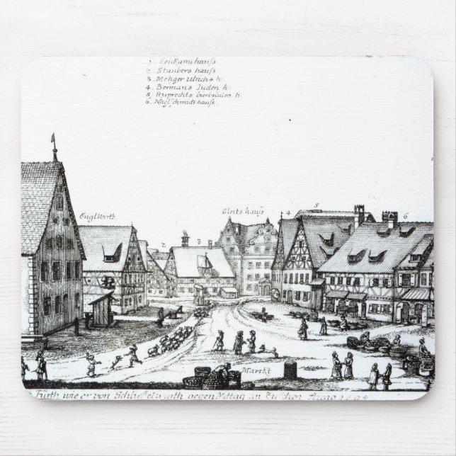 Mousepad Cidade alemão do mercado, 1704 (Frente)