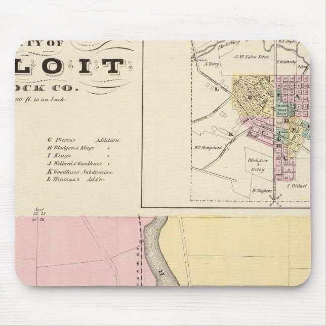 Mousepad Cidade de Beloit, Rock Co e Shullsburg (Frente)