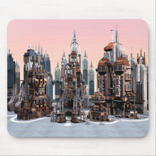 Mousepad Cidade de Fantasia Futurista Arte de Horizonte de