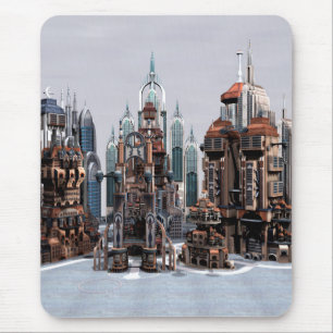 Mousepad Cidade de Fantasia Futurista Arte de Horizonte de 