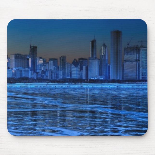 Mousepad Cidade de ombros largos e de Lago Michigan (Frente)