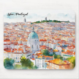 Mousepad Cidade do Panorama da Coloração Navegável de Lisbo