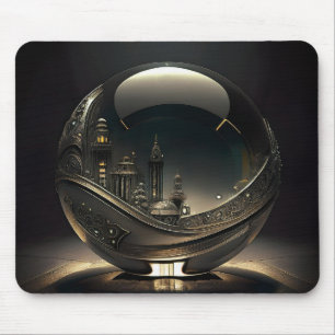 Mousepad Cidade Futurista em Globo de Vidro Transparente