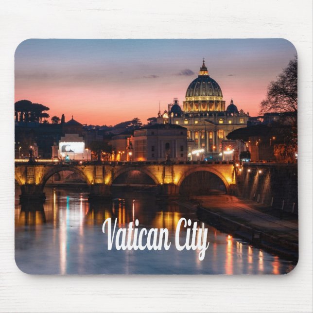 Mousepad Cidade vaticano À Noite Igreja Católica Romana (Frente)