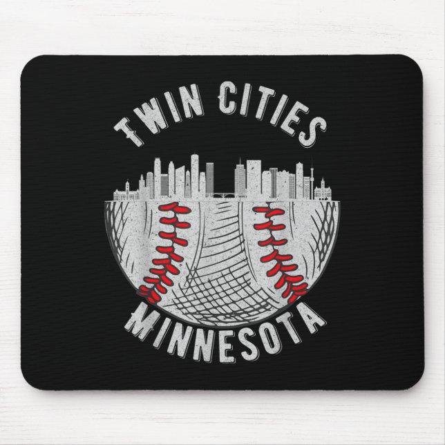 Mousepad Cidades Gêmeas Legais Minnesota Mn Beisebol Skylin (Frente)