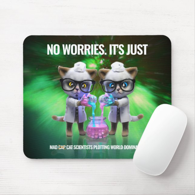 Mousepad Cientistas Gatos Engraçados Fazendo Dominação Mund (Com mouse)