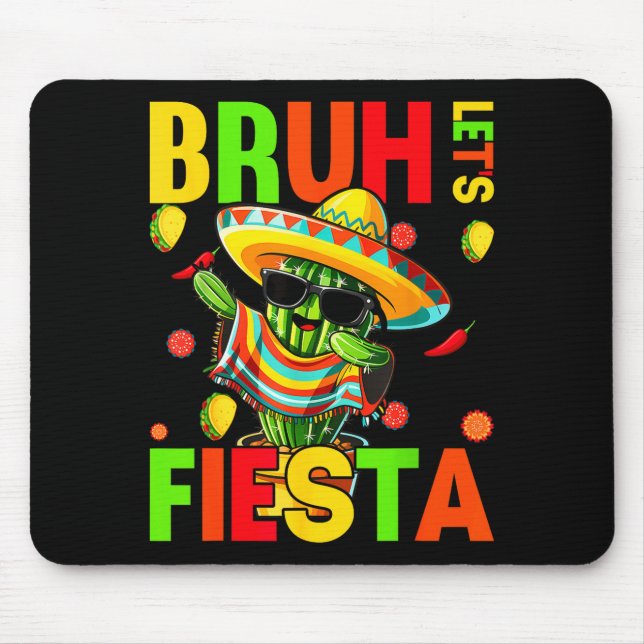 Mousepad Cinco de maio cacto mexicano engraçado vamos festa (Frente)