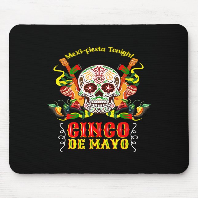 Mousepad Cinco de maio crânio de açúcar engraçado festa de  (Frente)