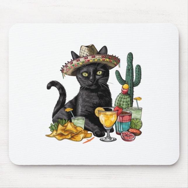 Mousepad Cinco de Mayo Black Cat Mexicano Cuisine Black Cat (Frente)