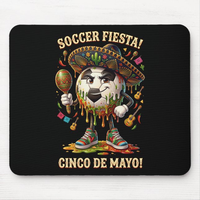 Mousepad Cinco De Mayo Festa de Futebol Drip Esporte Amor H (Frente)